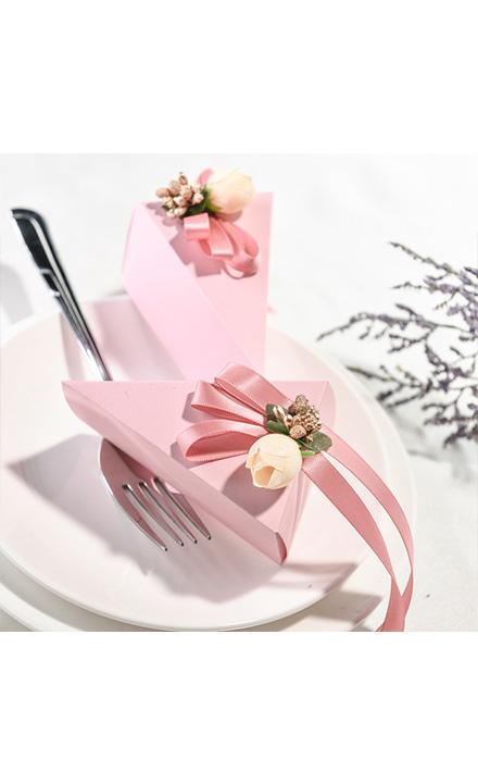 韩版创意粉色小清新三角形蛋糕（购喜糖,送糖盒,免费装盒）