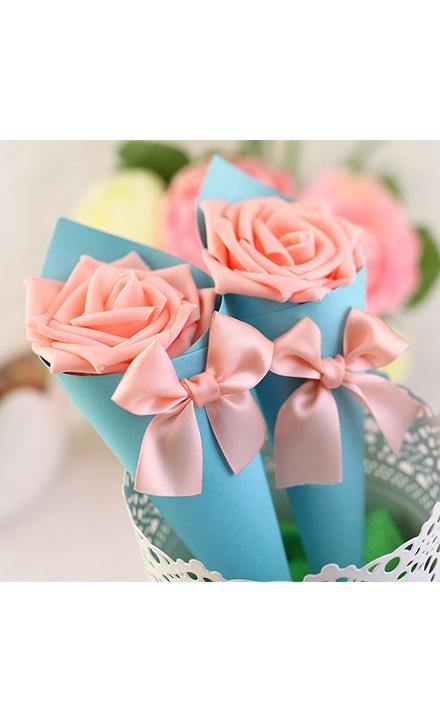 欧式创意玫瑰花甜筒小蛋筒喜糖盒子(购喜糖,送糖盒,免费装盒)