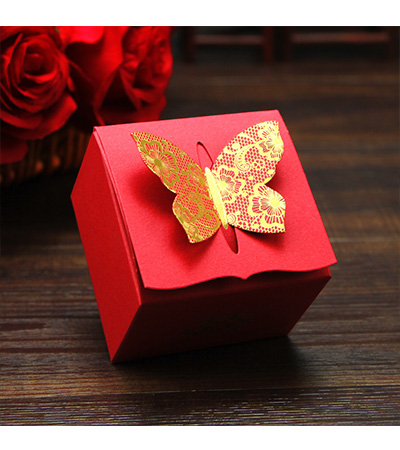 中式烫金蝴蝶结结婚喜糖盒（购喜糖,送糖盒,免费装盒）